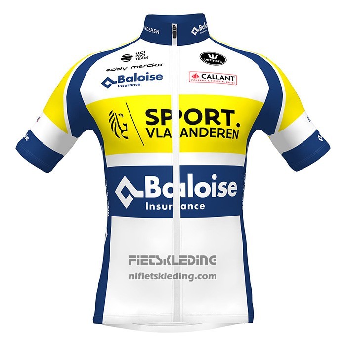 2022 Fietskleding Sport Vlaanderen-baloise Blauw Geel Lange Mouwen en Koersbroek